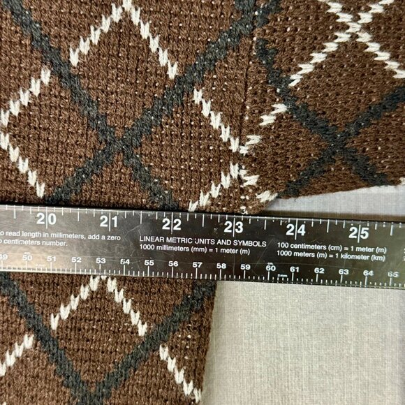 JJ Cochran‎ Sweater Mens XL Argyle Sweater Trim Leather Wool Grunge 90s Grandpa - Picture 2 of 8